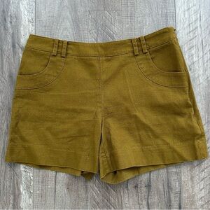 EUC elevenses x Anthropologie Olive Green Linen Shorts in Size 4
